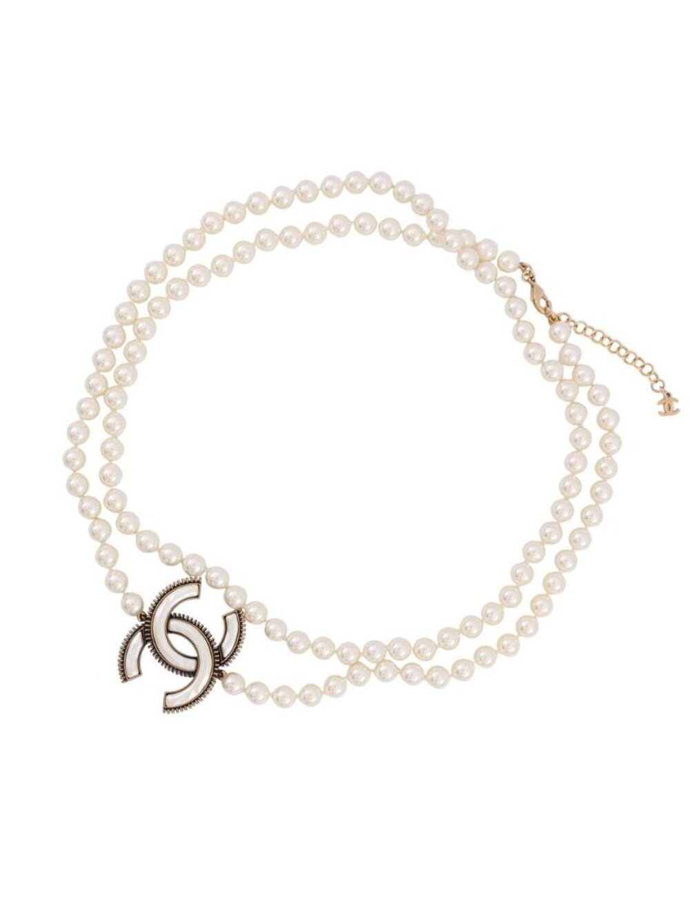 Chanel Long Necklace CC Logo Faux Pearl